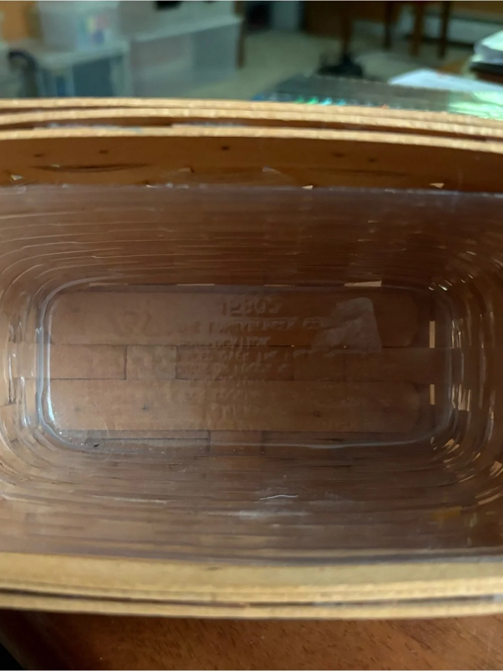 Longaberger Natural Tan Woven Accent Basket with Branded Plaque